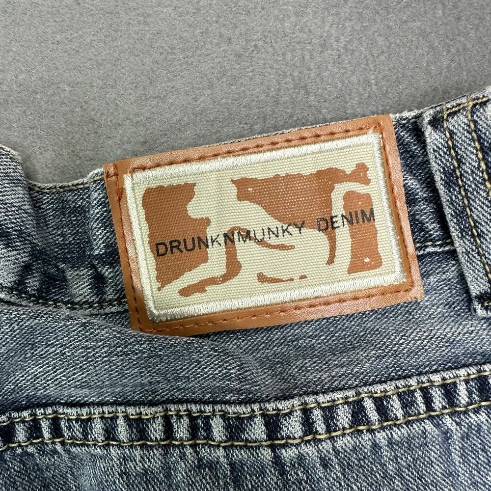 Vintage Drunknmunky Jeans Mens 32x32 Light Blue Baggy Loose Hip Hop Y2K Grunge